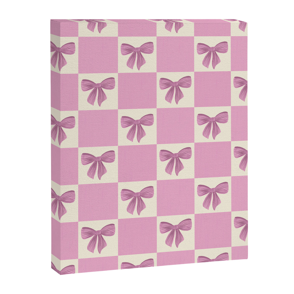Elegant Pink Bow Checkerboard Pattern Canvas Print Gallery Image 8
