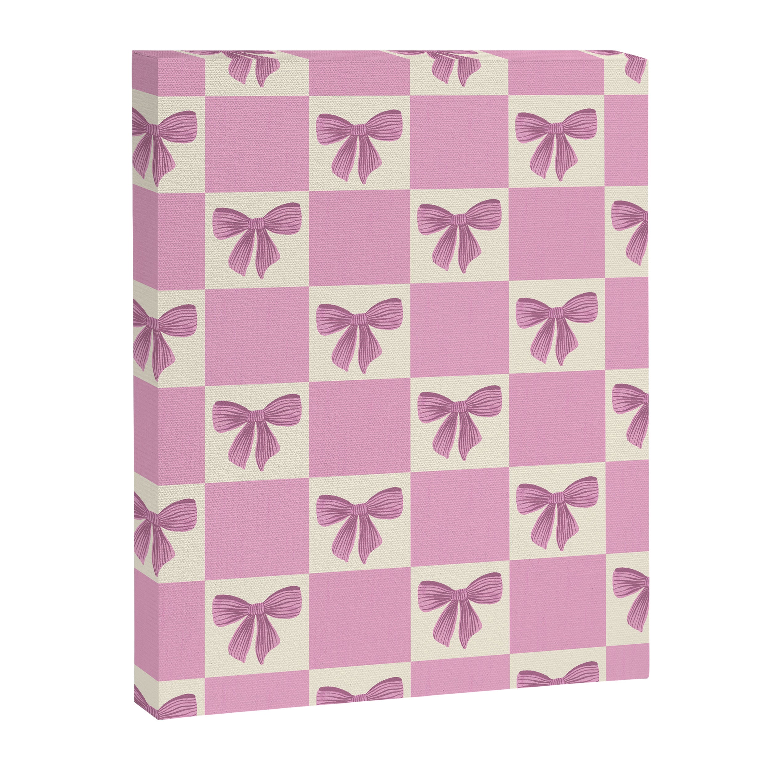Elegant Pink Bow Checkerboard Pattern Canvas Print Gallery Image 8