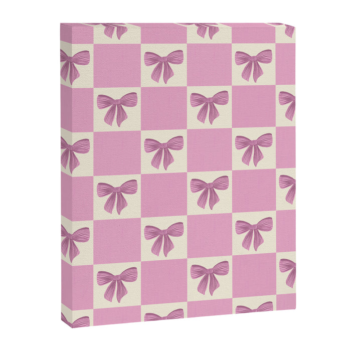 Elegant Pink Bow Checkerboard Pattern Canvas Print Gallery Image 1