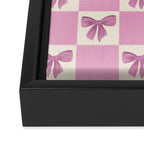 Elegant Pink Bow Checkerboard Pattern Framed Canvas Print Gallery Image 3