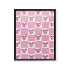 Elegant Pink Bow Checkerboard Pattern Framed Canvas Print Gallery Image 8