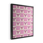 Elegant Pink Bow Checkerboard Pattern Framed Canvas Print Gallery Image 2