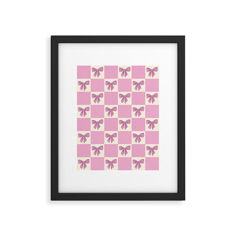Elegant Pink Bow Checkerboard Pattern Framed Art Print Gallery Image 6