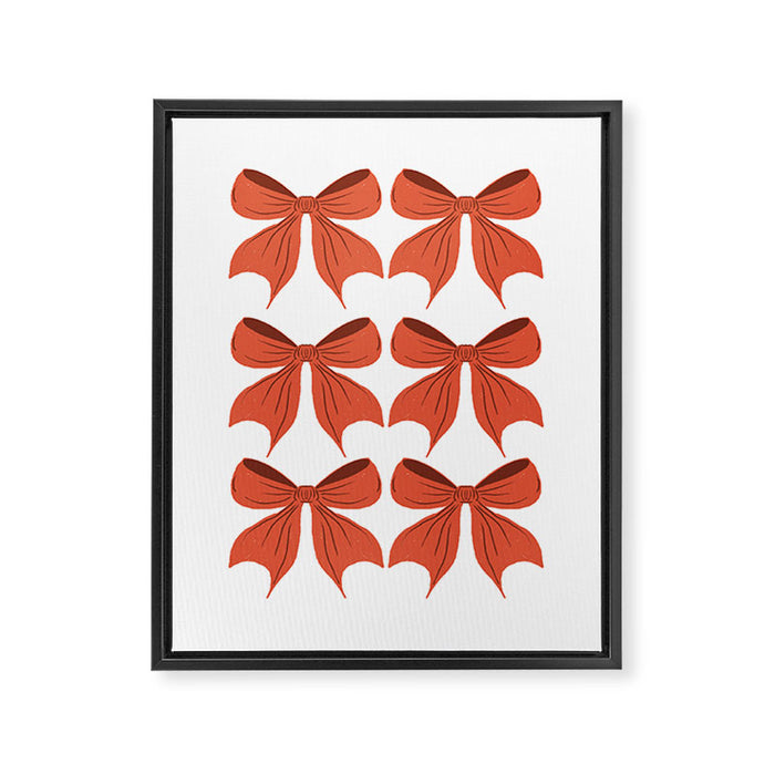 Elegant Red Bow Pattern: A Classic and Stylish Design Framed Canvas Print Gallery Image 1