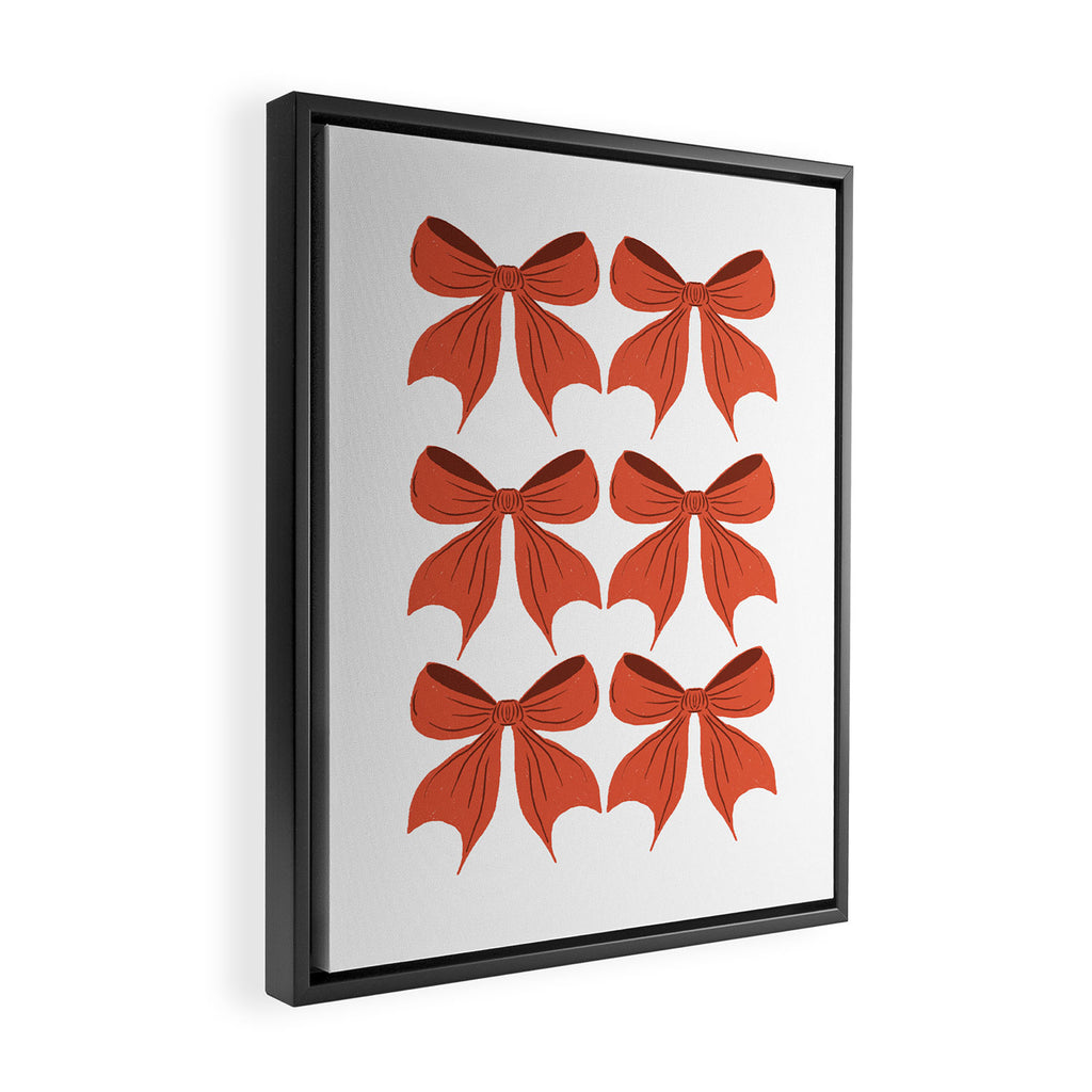 Elegant Red Bow Pattern: A Classic and Stylish Design Framed Canvas Print Gallery Image 2