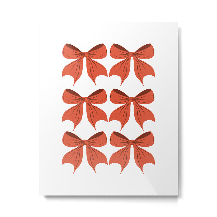 Elegant Red Bow Pattern: A Classic and Stylish Design Metal Print Gallery Image 1