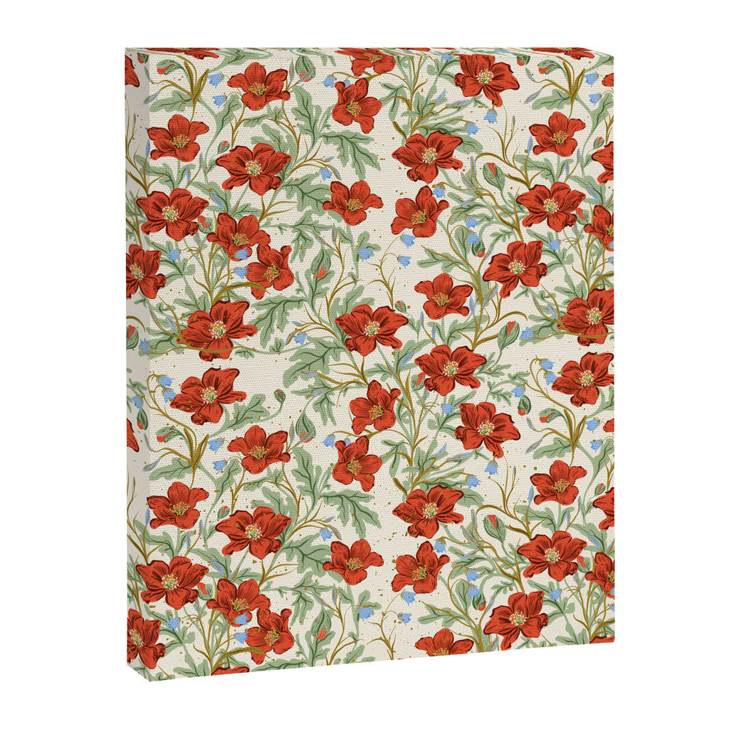 Elegant Red Poppy Floral Vintage Pattern Canvas Print Gallery Image 8