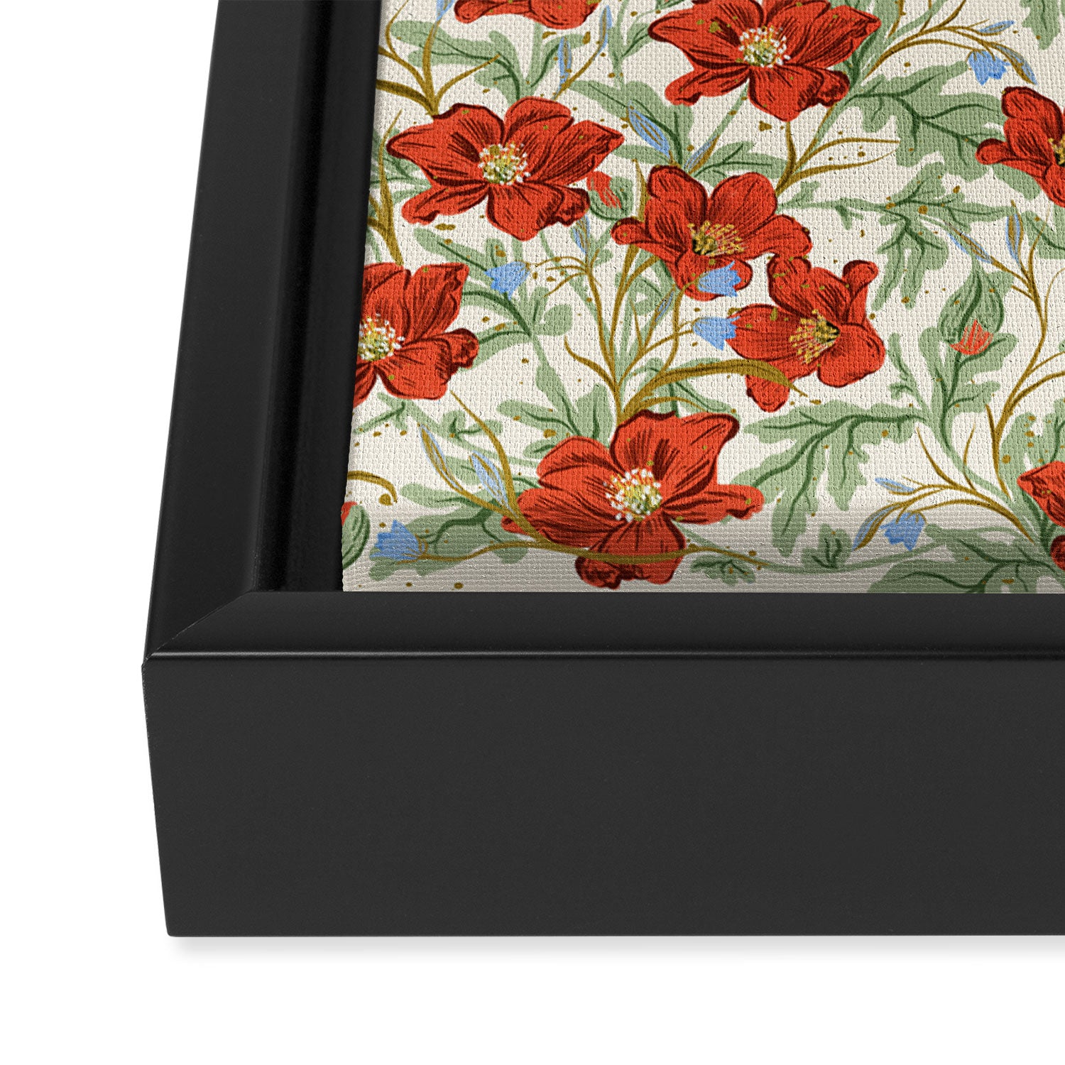 Elegant Red Poppy Floral Vintage Pattern Framed Canvas Print Gallery Image 3