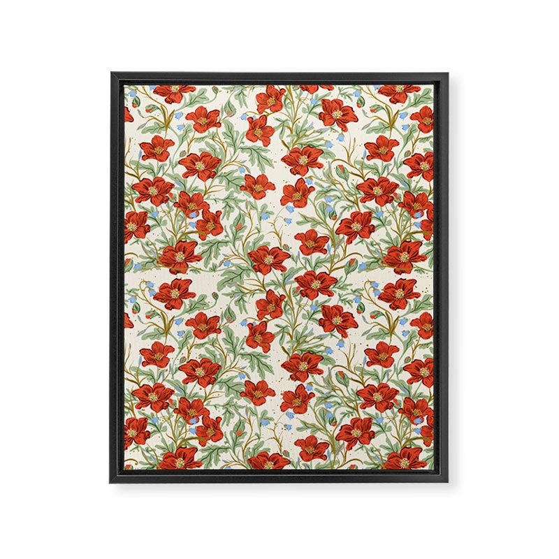 Elegant Red Poppy Floral Vintage Pattern Framed Canvas Print Gallery Image 8