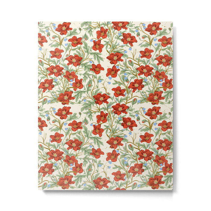 Elegant Red Poppy Floral Vintage Pattern Metal Print Gallery Image 1