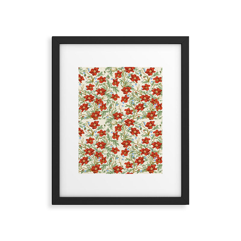 Elegant Red Poppy Floral Vintage Pattern Framed Art Print Gallery Image 6