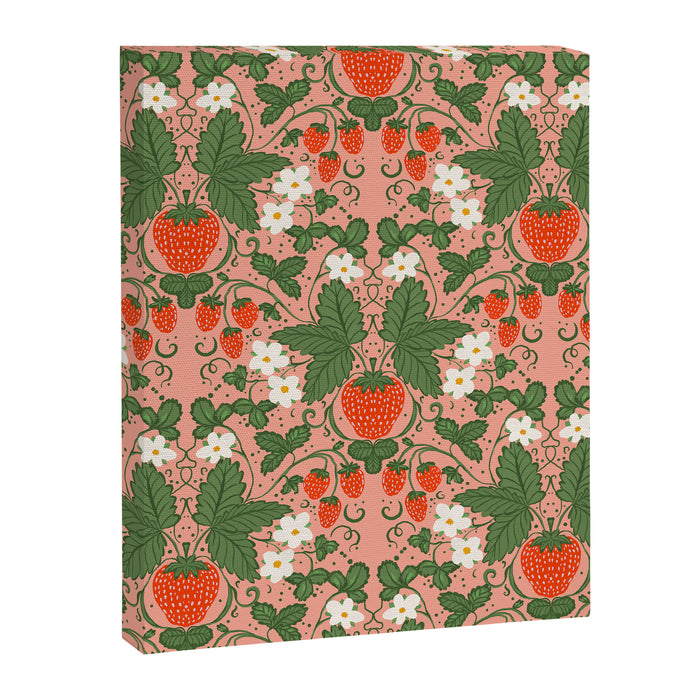 Elegant Strawberry and Floral Botanical Pattern Canvas Print Gallery Image 1