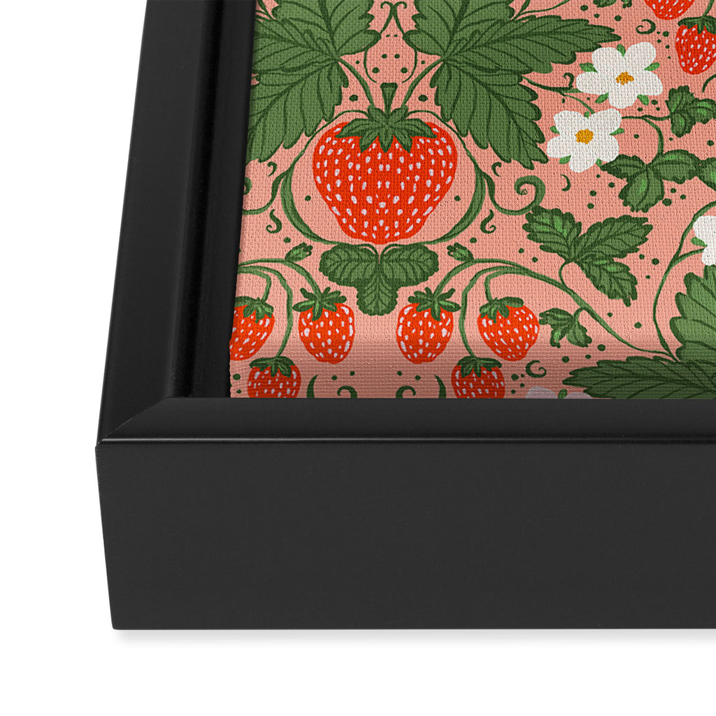 Elegant Strawberry and Floral Botanical Pattern Framed Canvas Print Gallery Image 3