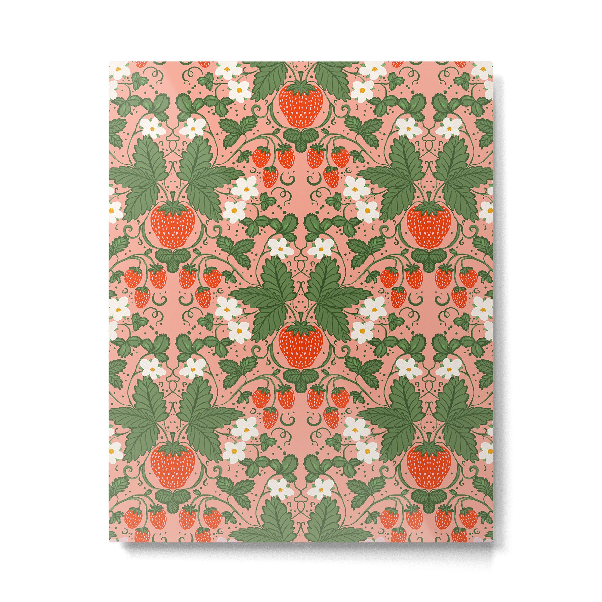 Elegant Strawberry and Floral Botanical Pattern Metal Print Gallery Image 6