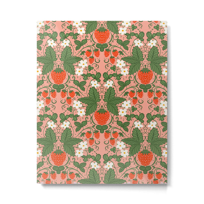 Elegant Strawberry and Floral Botanical Pattern Metal Print Gallery Image 1