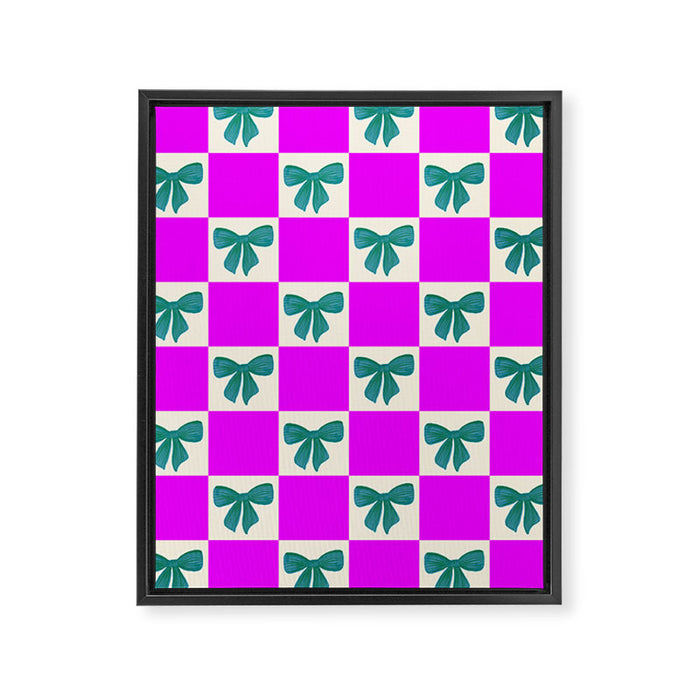 Elegant Vibrant Checkerboard Pattern - Perfect for Winter and Holiday Themes Framed Canvas Print Gallery Image 1