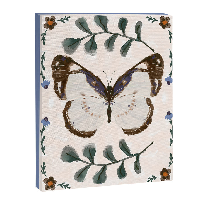 Elegant Watercolor Butterfly with Botanical Frame Canvas Print Gallery Image 1