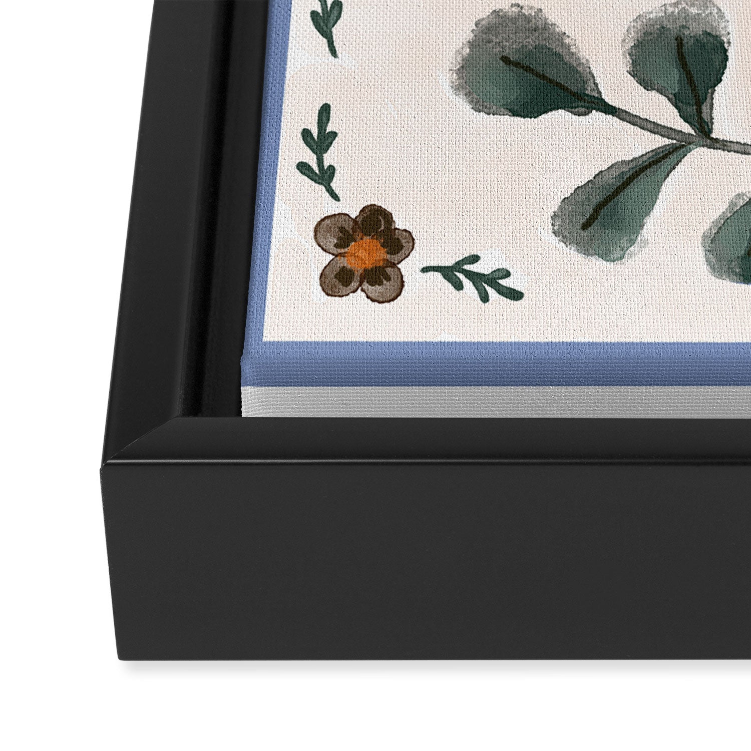 Elegant Watercolor Butterfly with Botanical Frame Framed Canvas Print Gallery Image 3