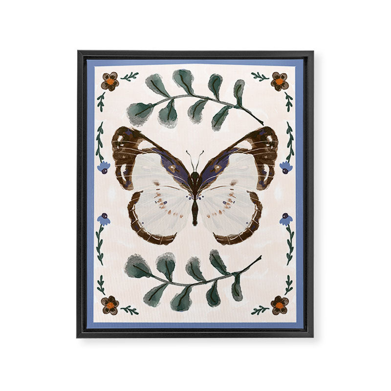 Elegant Watercolor Butterfly with Botanical Frame Framed Canvas Print Gallery Image 8