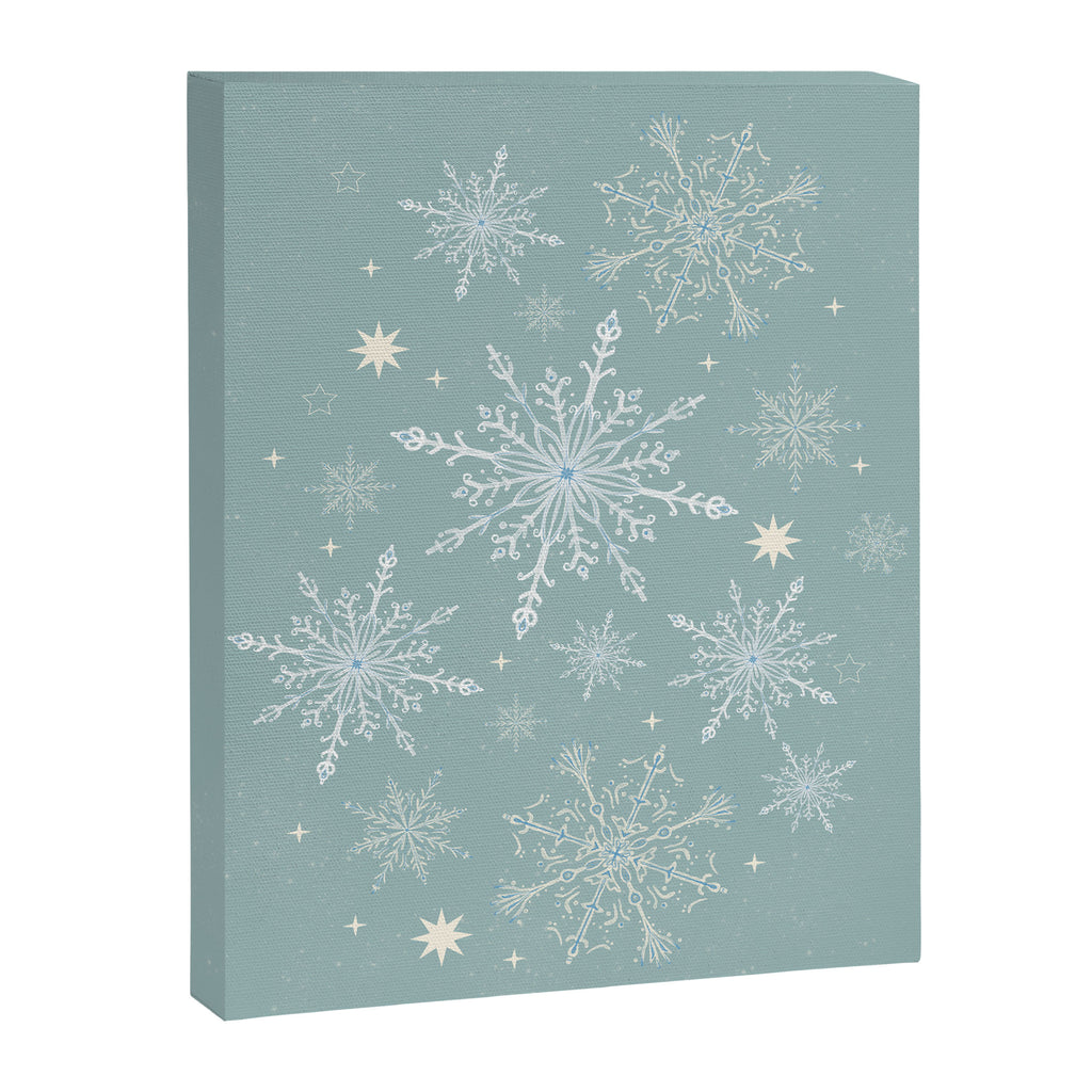 Elegant Winter Snowflake Pattern on Mint Green Background Canvas Print Gallery Image 8