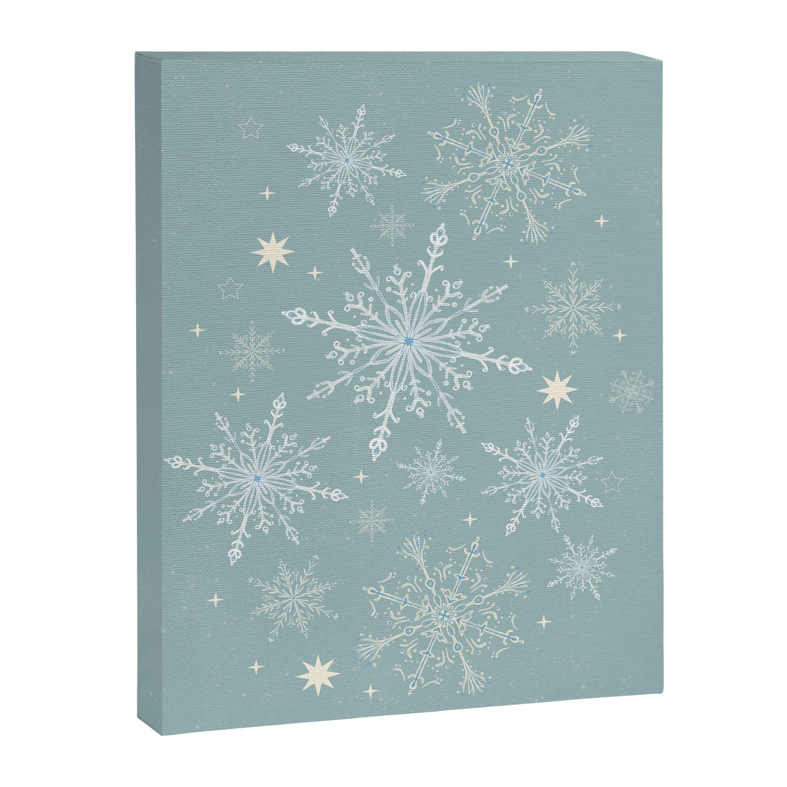 Elegant Winter Snowflake Pattern on Mint Green Background Canvas Print Gallery Image 8