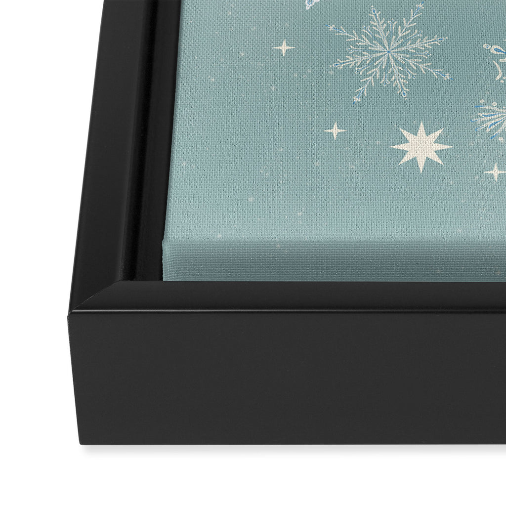Elegant Winter Snowflake Pattern on Mint Green Background Framed Canvas Print Gallery Image 3