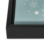 Elegant Winter Snowflake Pattern on Mint Green Background Framed Canvas Print Gallery Image 3