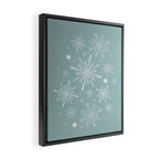 Elegant Winter Snowflake Pattern on Mint Green Background Framed Canvas Print Gallery Image 2