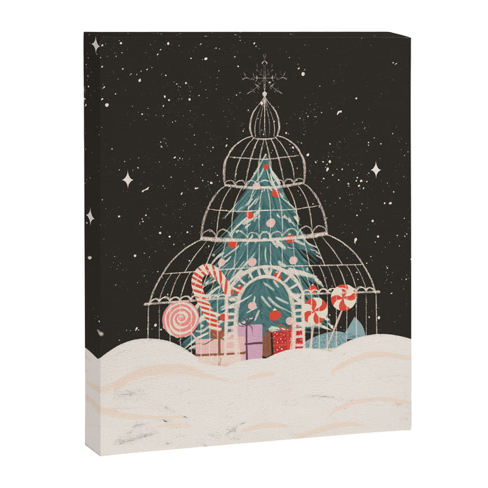 Enchanted Winter Glasshouse Filled with Festive Delights Canvas Print Gallery Image 1
