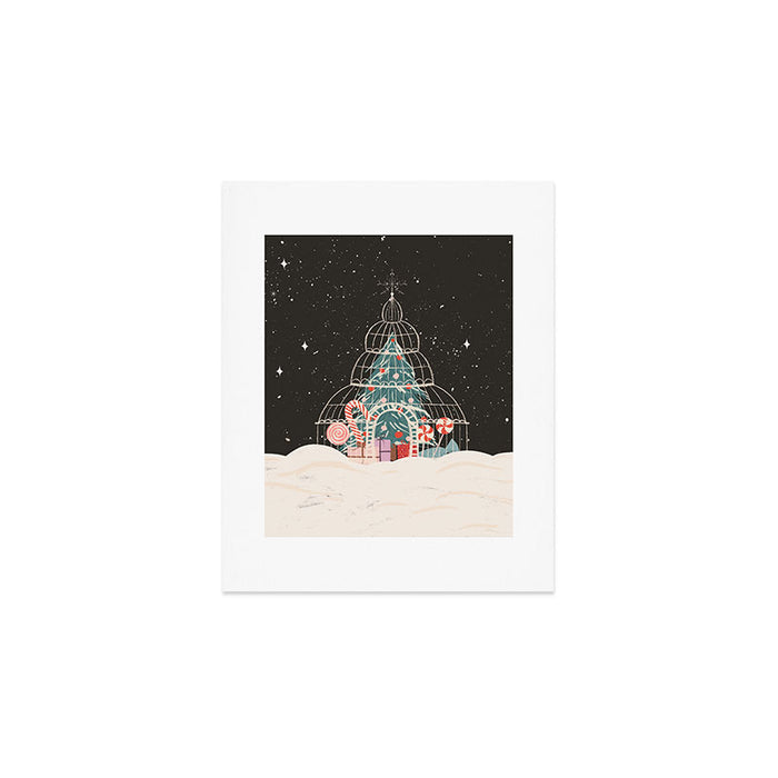Enchanted Winter Glasshouse Filled with Festive Delights Art Print Gallery Image 1