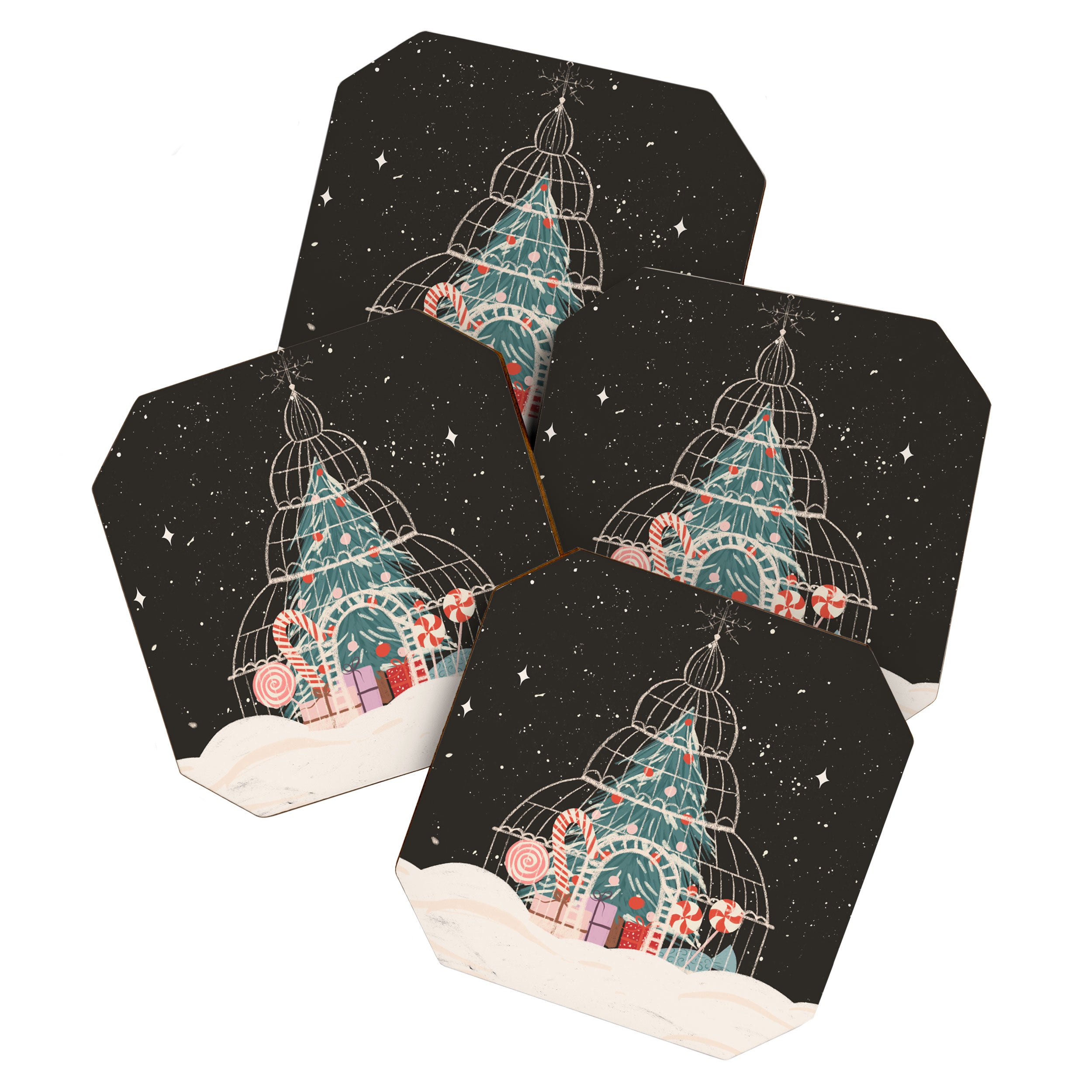 Enchanted Winter Glasshouse Filled with Festive Delights Coaster Gallery Image 1