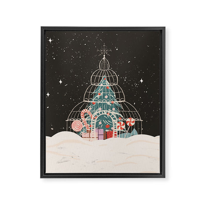 Enchanted Winter Glasshouse Filled with Festive Delights Framed Canvas Print Gallery Image 1