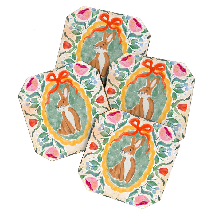 Enchanting Victorian Bunny Illustration Coaster Gallery Image 1