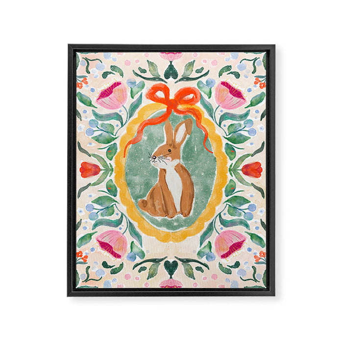 Enchanting Victorian Bunny Illustration Framed Canvas Print Gallery Image 1