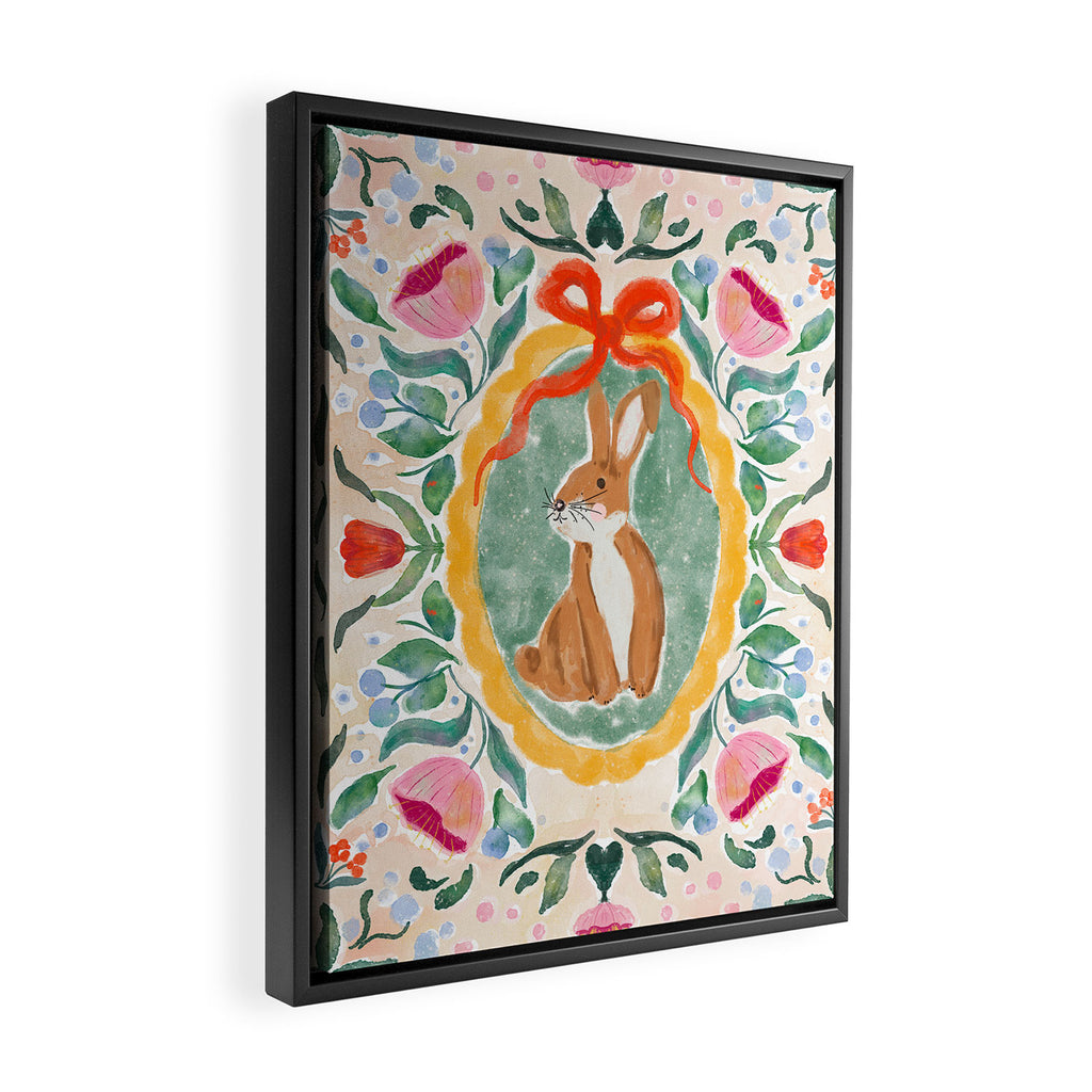 Enchanting Victorian Bunny Illustration Framed Canvas Print Gallery Image 2
