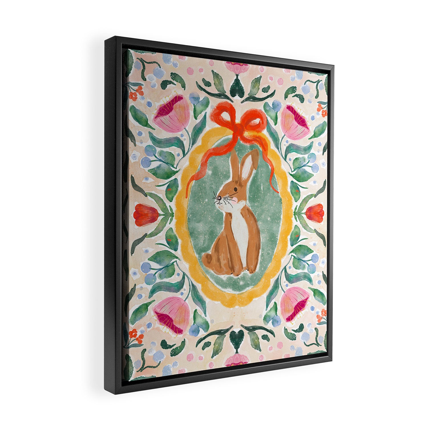 Enchanting Victorian Bunny Illustration Framed Canvas Print Gallery Image 2