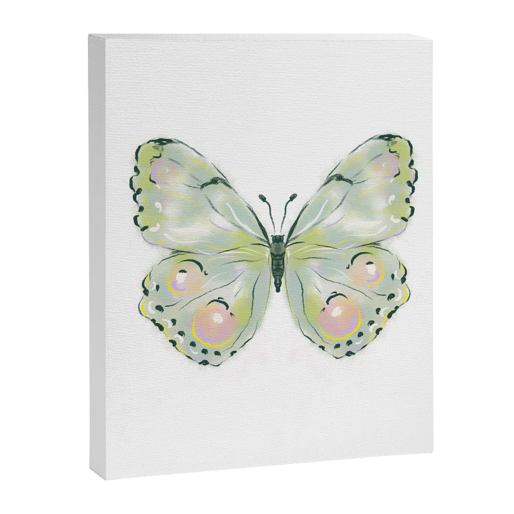 Exquisite Light Green Watercolour Butterfly Canvas Print Gallery Image 8