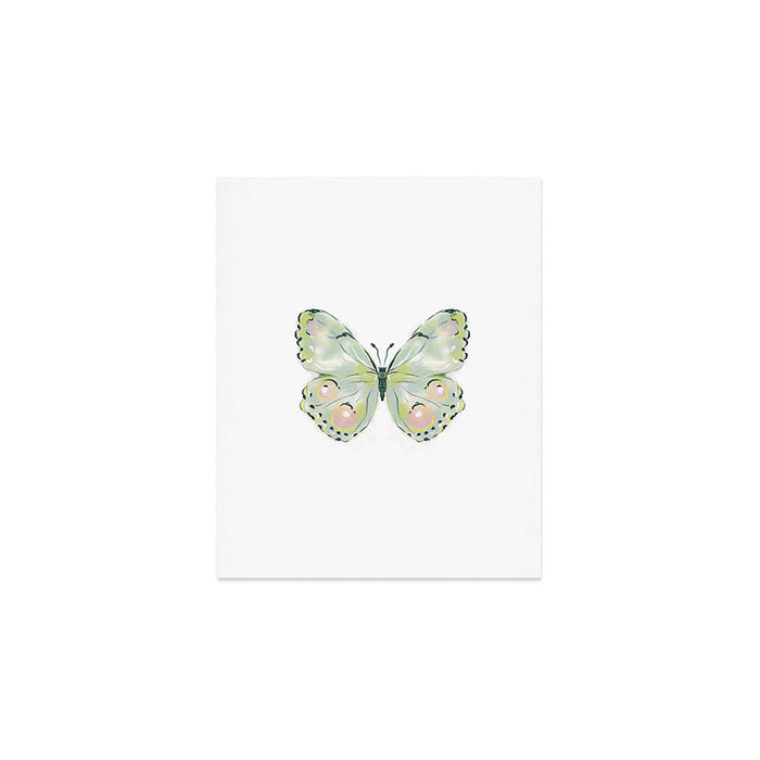 Exquisite Light Green Watercolour Butterfly Art Print Gallery Image 1