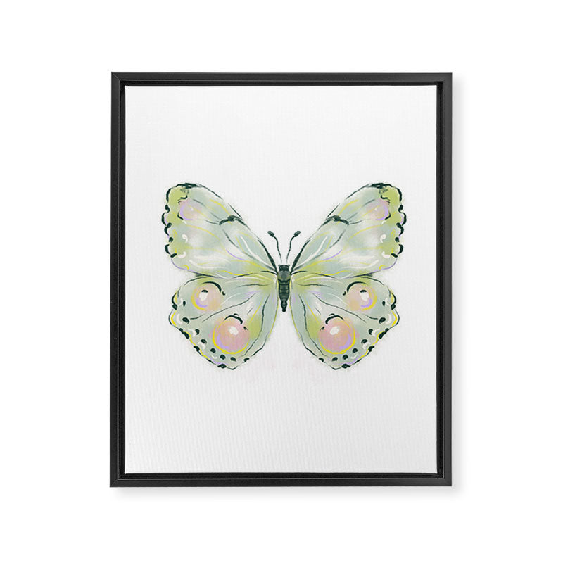Exquisite Light Green Watercolour Butterfly Framed Canvas Print Gallery Image 8