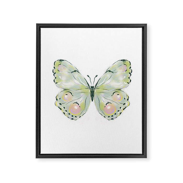 Exquisite Light Green Watercolour Butterfly Framed Canvas Print Gallery Image 1