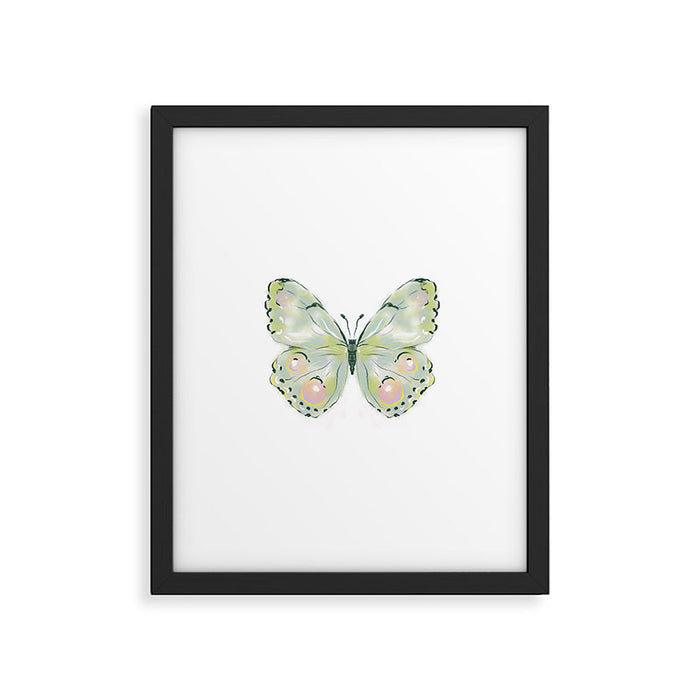 Exquisite Light Green Watercolour Butterfly Framed Art Print Gallery Image 1