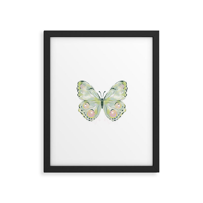 Exquisite Light Green Watercolour Butterfly Framed Art Print Gallery Image 6