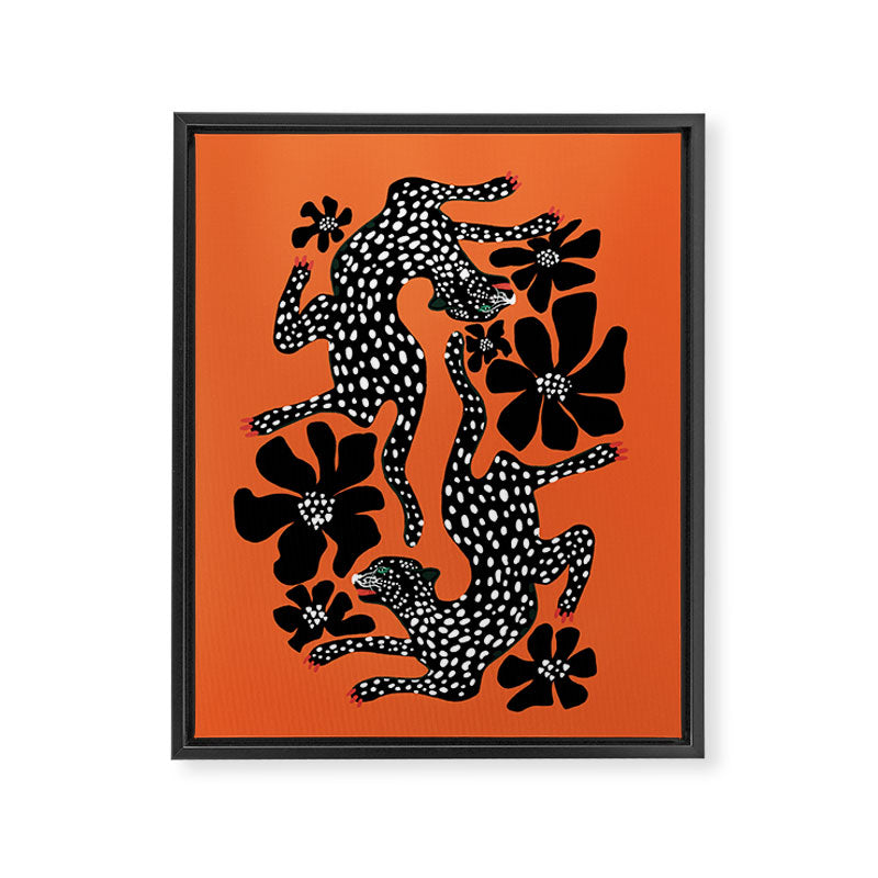 Fashionable black cheetah dance Framed Canvas Print Gallery Image 8