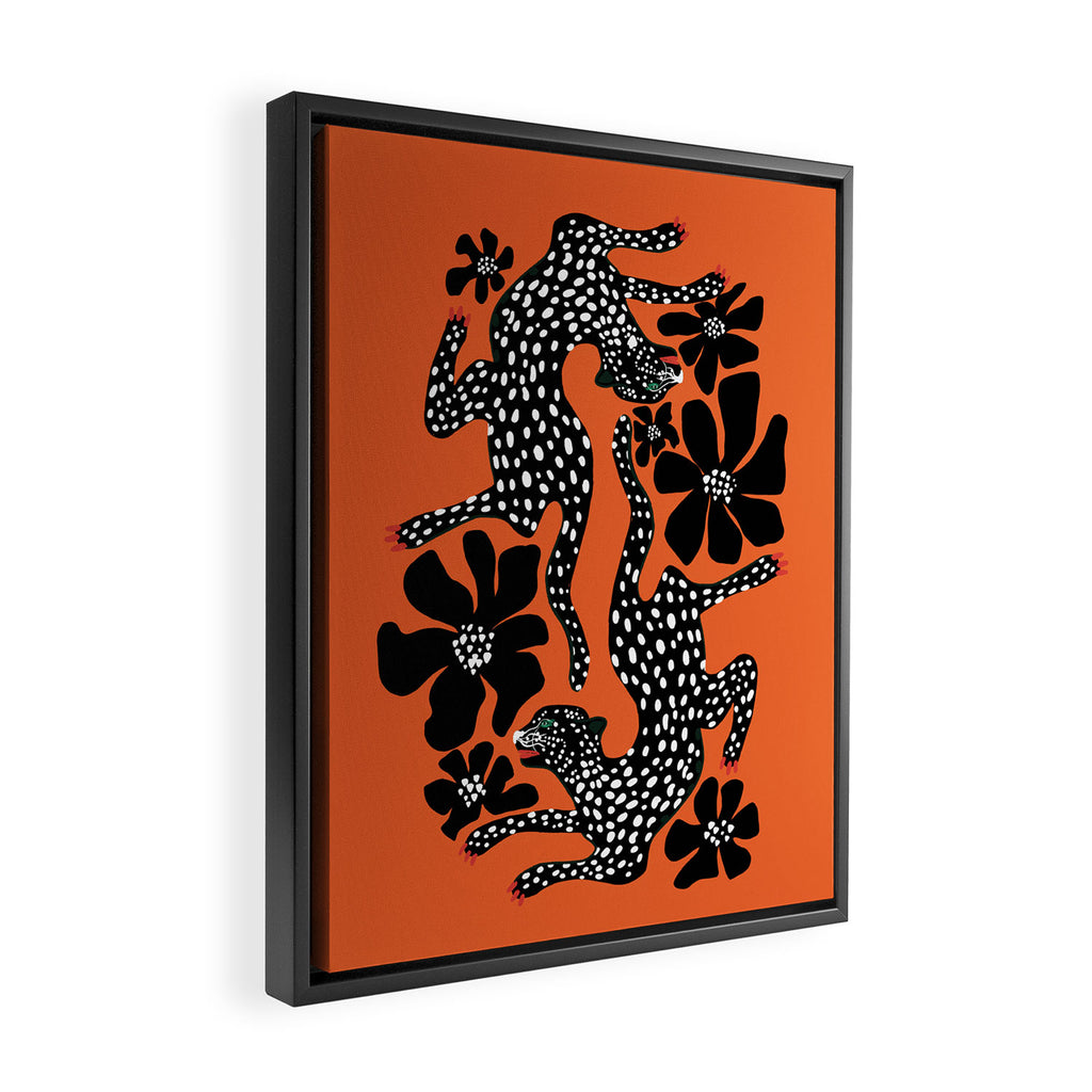 Fashionable black cheetah dance Framed Canvas Print Gallery Image 2