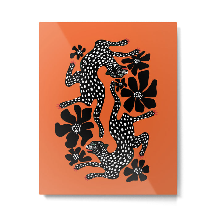 Fashionable black cheetah dance Metal Print Gallery Image 1