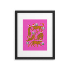 Fashionable cats with Christmas hats and gifts in fuchsia pink background  Framed Art Print Gallery Image 6