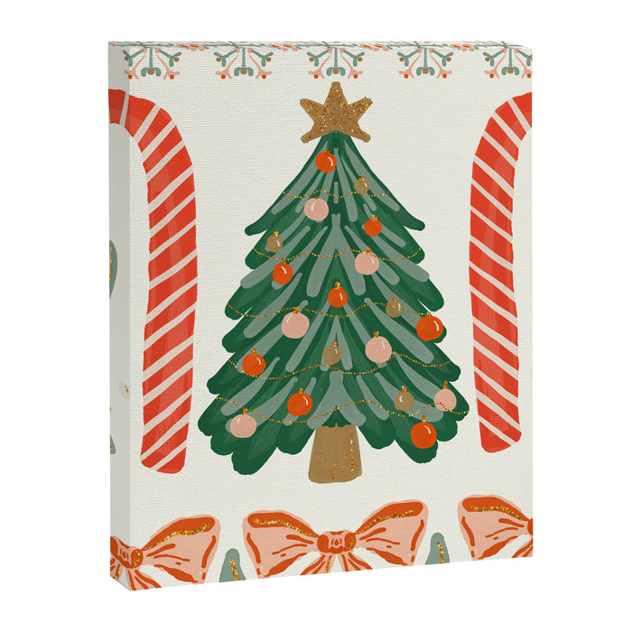 Festive Christmas Elements  Candy Cane  Tree and Bows Holiday Design Canvas Print Gallery Image 1
