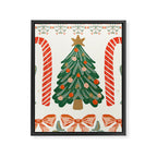 Festive Christmas Elements  Candy Cane  Tree and Bows Holiday Design Framed Canvas Print Gallery Image 8