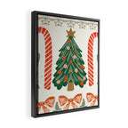 Festive Christmas Elements  Candy Cane  Tree and Bows Holiday Design Framed Canvas Print Gallery Image 2