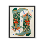 Festive Cowboy Boot Christmas Art  Whimsical Western Holiday Decor Framed Canvas Print Gallery Image 8